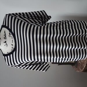 Chico's NAVY AND WHITE Striped Top